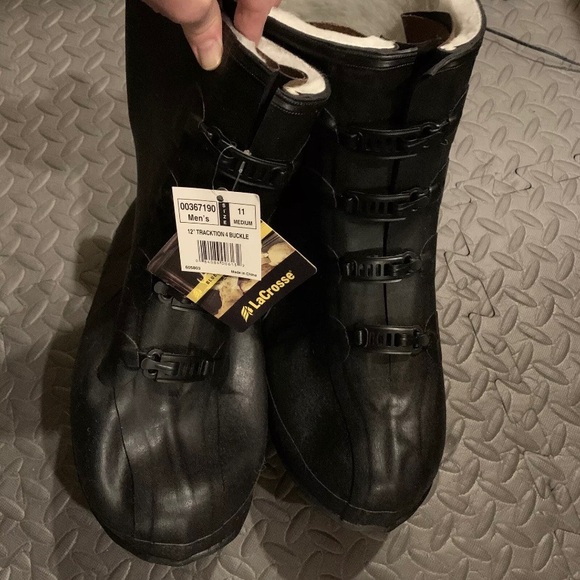 LaCrosse Mens Size 11 Work Boots Overshoe Tracktion 4 Buckle Insulated Black - Picture 8 of 13